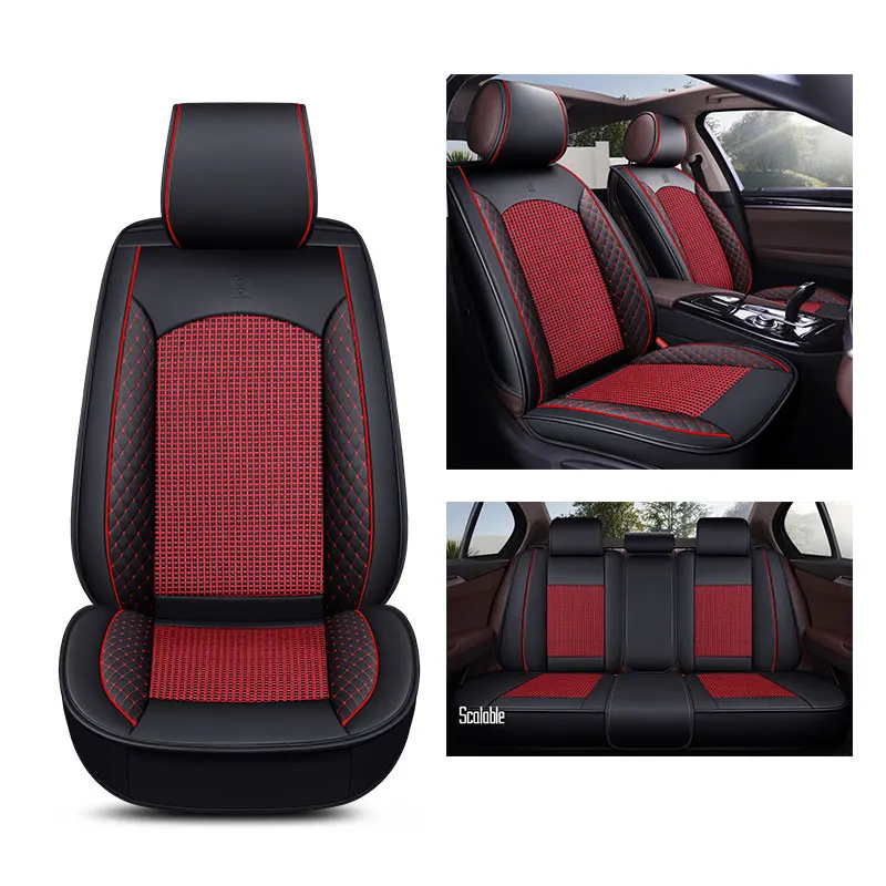 Black red Лето, Чехол для сидения для автомобиля, аксессуары для hyundai KONA santa fe solaris соната Tucson verna - Название цвета: Black red