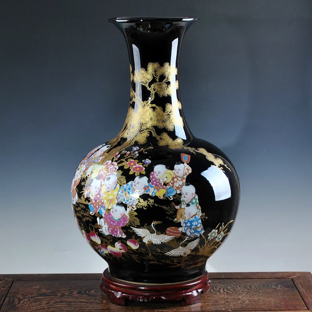 Роскошный античный фарфор Jingdezhen Royalblue Дизайнерская ваза большая напольная