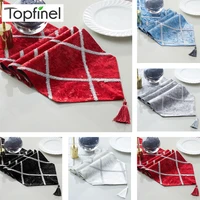 topfinel fashion diamond shaped stripes table runners cloth with tassels dining decoration for wedding dinner party decorative