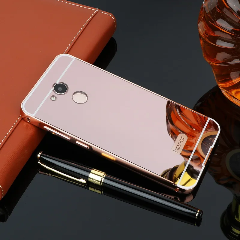Для Huawei Honor V9 Play Case Зеркальный Алюминиевый металлический бампер + акриловый ПК