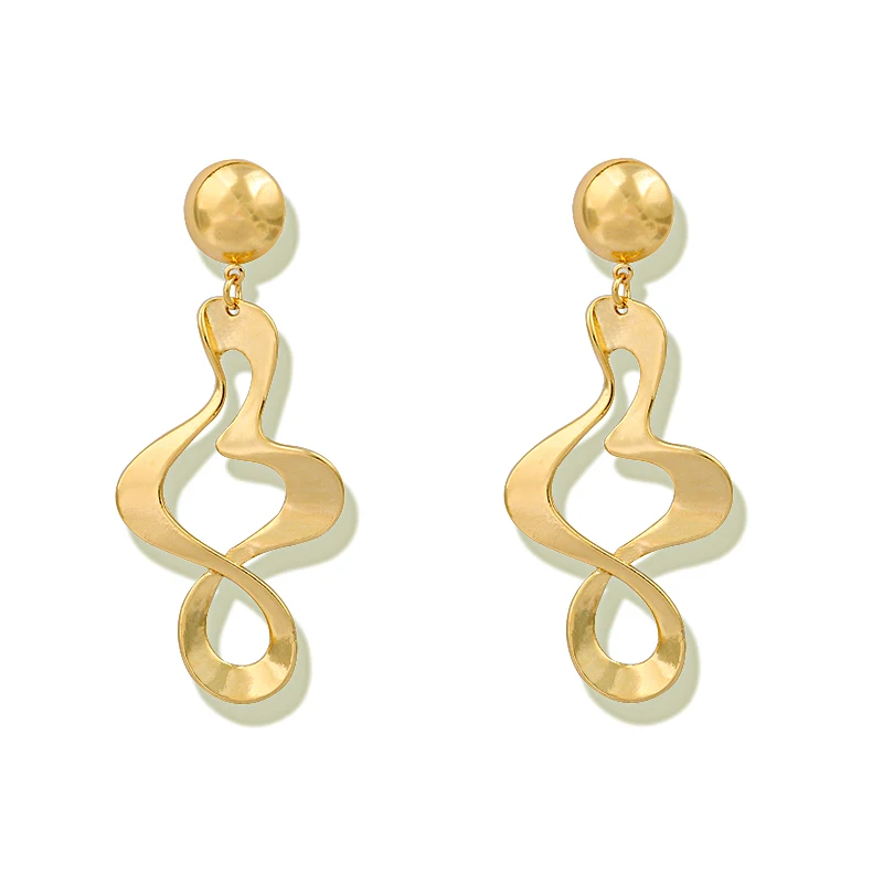 Женские большие серьги подвески LWONG винтажные медные золотистого цвета