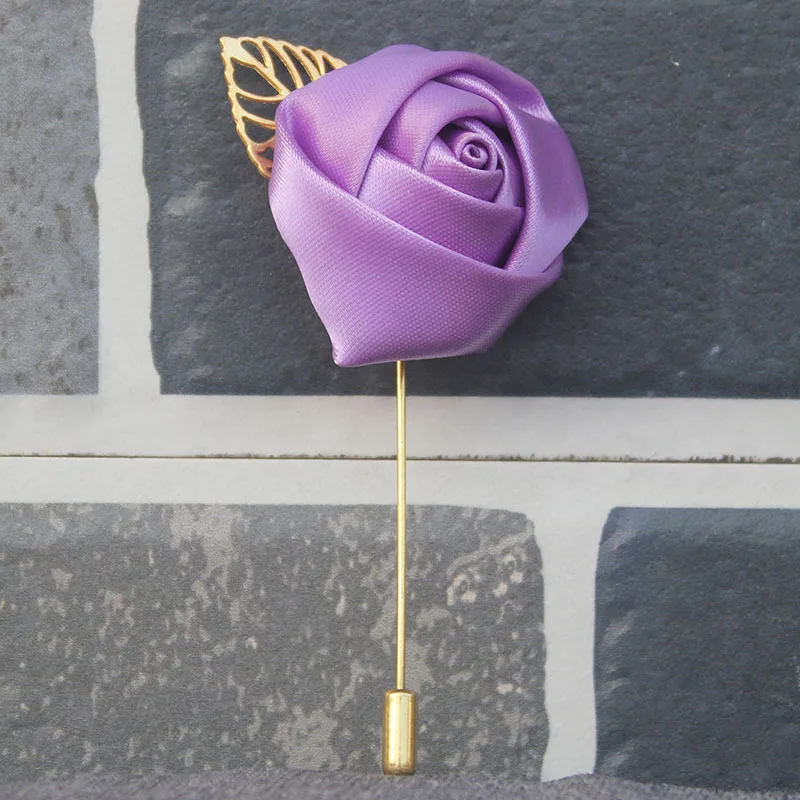 Medium purple 1 шт., брошь для свадьбы, невесты, подружки невесты, цветы, корсаж для жениха, булавка, аксессуары для невесты, мужской костюм, металлический лист, бутоньерка - Цвет: Medium purple