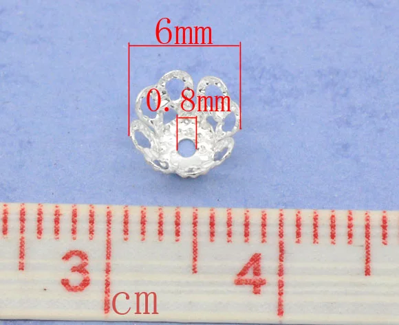 Doreen Box Lovely 200 серебряных цветов колпачки из бисера 6x5 мм (B07873)|bead caps|flower bead capsbeads findings