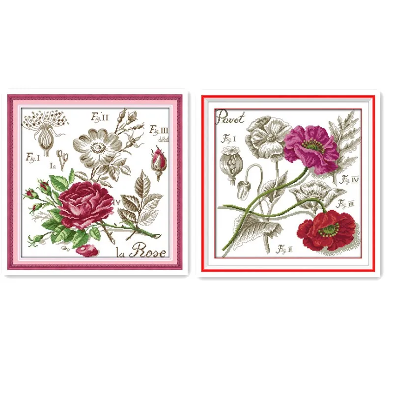 

Joy Sunday Red Rose Flower Cross Stitch Kit Poppy Flowers Send Lovers Friend Presents Hand embroidery Decorations Paintings