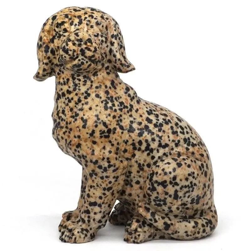 

4.4" Dog Statue Natural Gemstone Dalmation Jasper Hand-Carved Crafts Home Decor