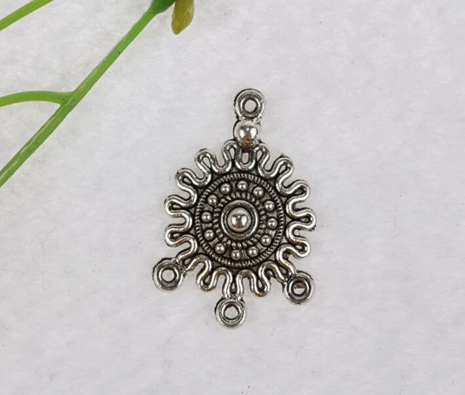 Винтажная серебряная подвеска в виде цветка с тремя отверстиями для