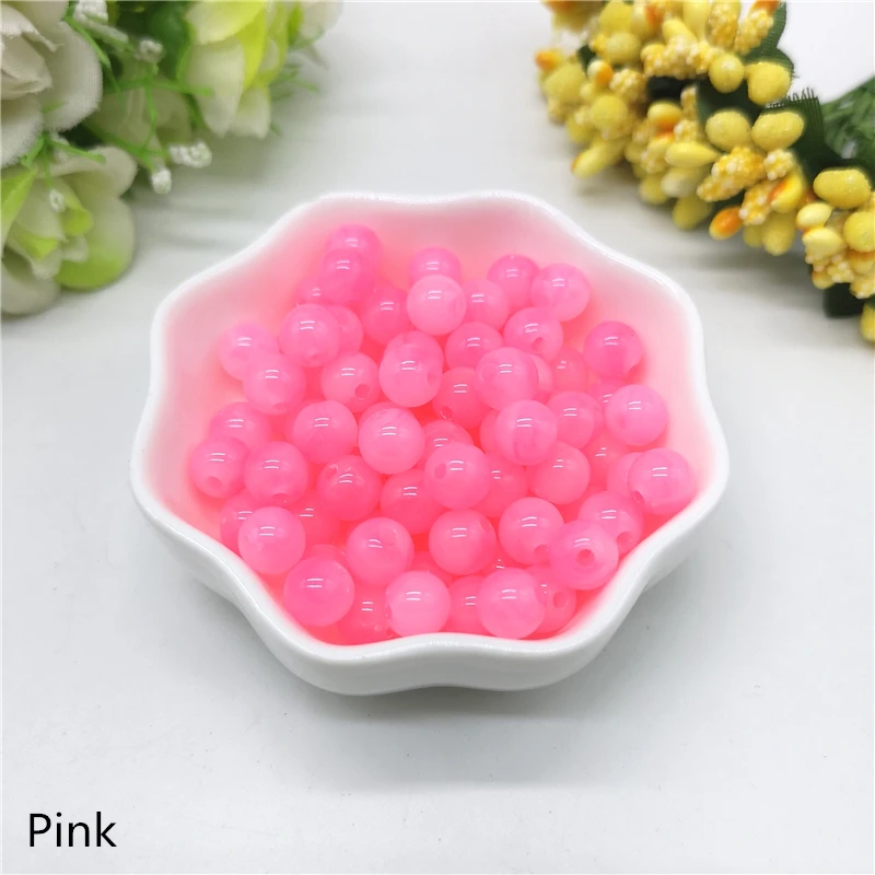 Pink 50 шт 8 мм двухцветные имитация камня круглой формы бусины для изготовления ювелирных изделий Акриловые бусины Свободные бусины ювелирные изделия DIY Аксессуары - Цвет: Pink
