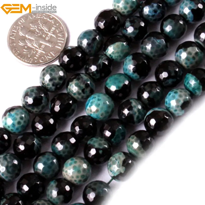 

Gem-inside 6mm 8mm Natural Round Faceted Frost Agates Beads For Jewelry Making 15inches DIY Christmas Valentine Gift Jewellery