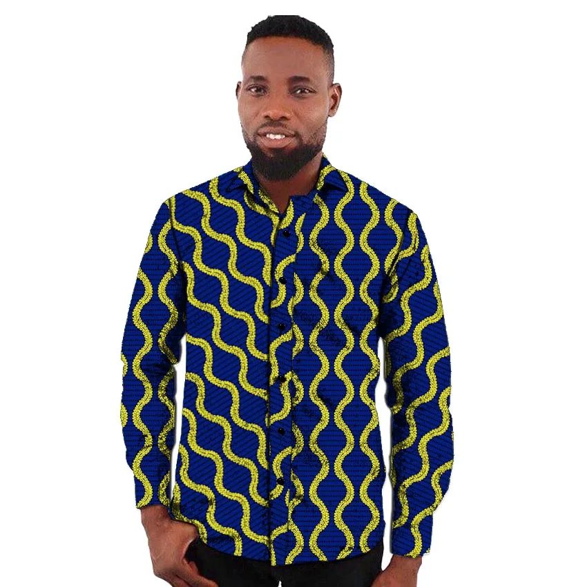 Рубашка dashiki мужская с Африканским принтом модная сорочка отложным воротником
