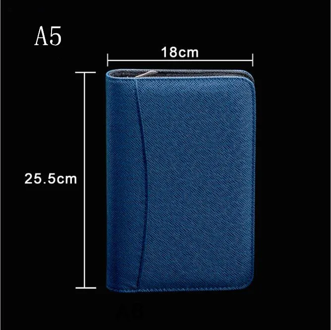 Blue A5 1 шт., блокнот из искусственной кожи A5, A6, B5, бизнес-блокнот с отрывными листами и журналами, Padfolio с калькулятором, дневник, планировщик, заметки, канцелярские принадлежности - Цвет: Blue A5