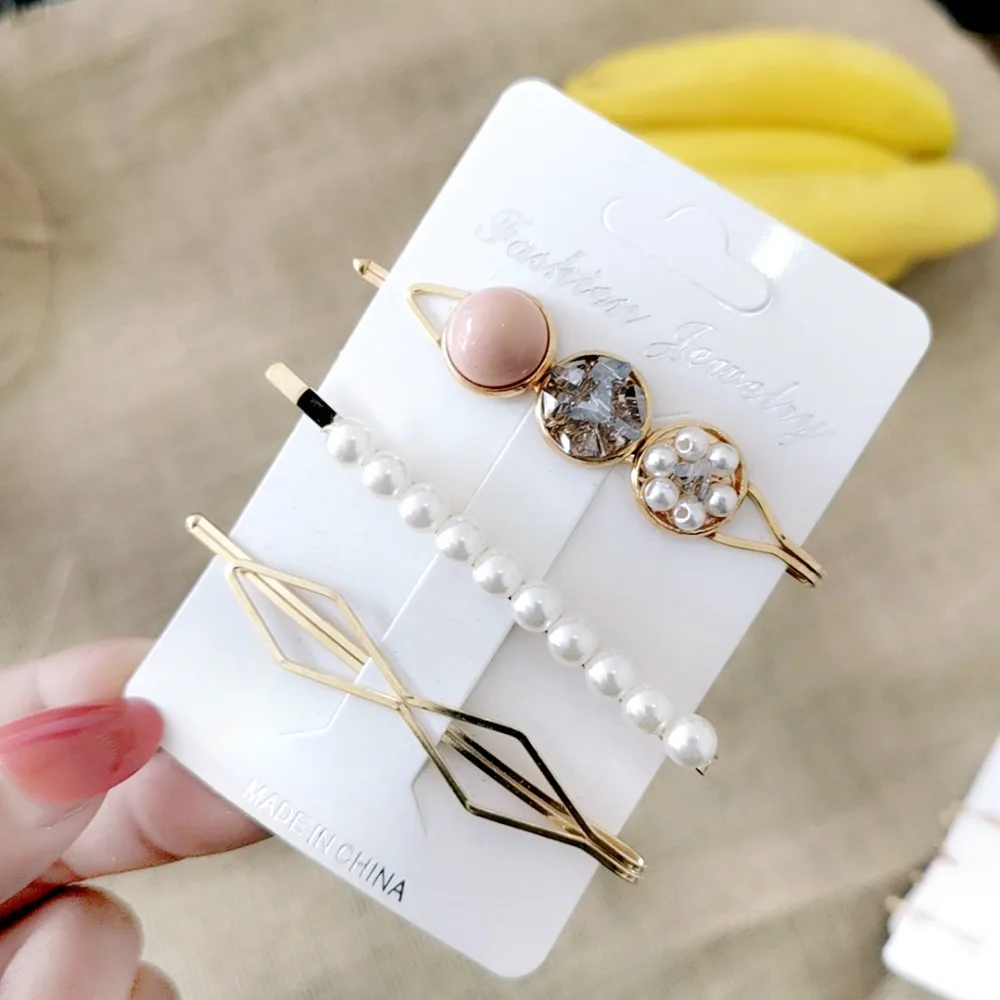 Корейская мода Ulzzang для девушек жемчужные металлические украшения волос наборы