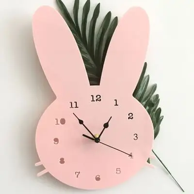 

Nordic Wooden Rabbit Shaped Wall Clock Kids Room Decor Gender Neutral Nursery Baby Gift Home Decoration Clocks Klok Wandklok Z05