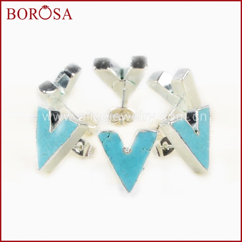 Большая распродажа! BOROSA Дизайн 1 пара Серебро Цвет синий хаулит камень серьги