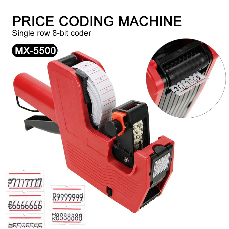 Этикетки штамповочная машина маркировщик цен уникальный красный MX5500 код принтер