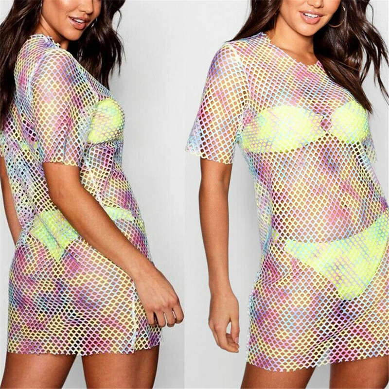 Пикантные Для женщин Bikini Cover Up купальник с сеткой открытые купальные костюмы