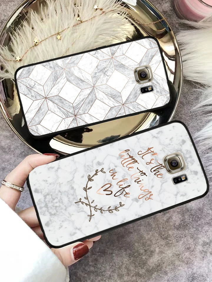 Мраморный розовый треугольный силиконовый чехол для Samsung S6 Edge S7 S8 Plus S9 S10 S10e M10 M20 M30