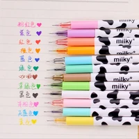 12pcslot milk candy color multi colored gel pen school office students cartoon kids stationery childrens birthday gift