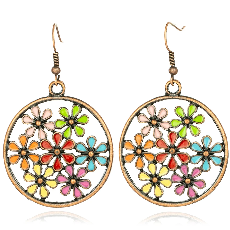 2019 новейшие семицветные цветочные серьги с подвеской из твердого сплава модные