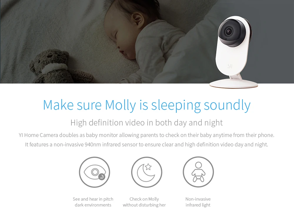 Домашняя камера YI Home Camera 720p 2PCS Pack 111° широкоугольный объектив Двухсторонняя аудиосвязь Оповещения об активности