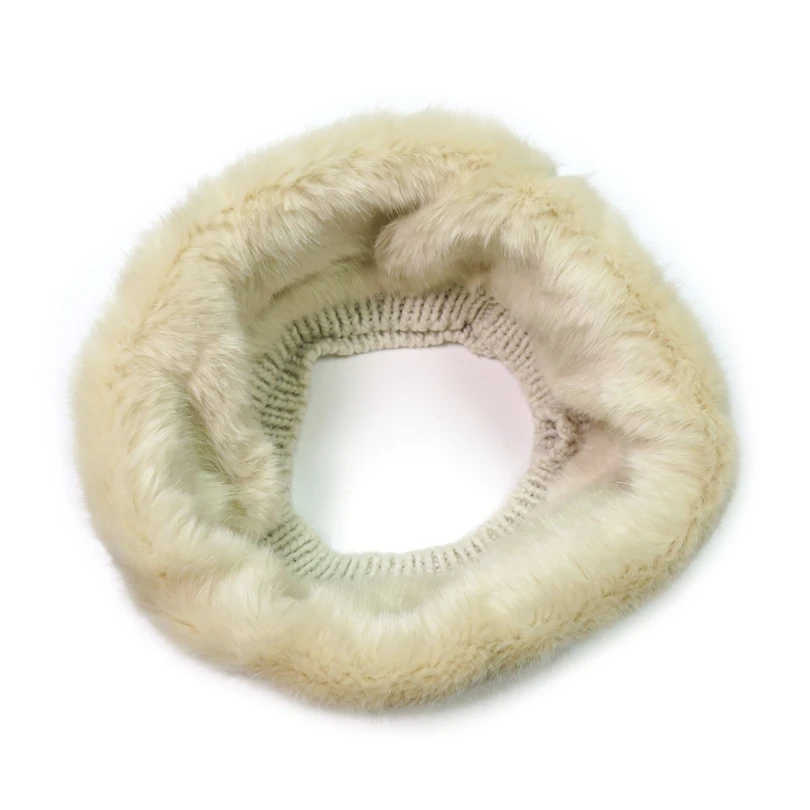 Женский зимний шарф Infinity однотонный теплый вязаный из искусственного меха с