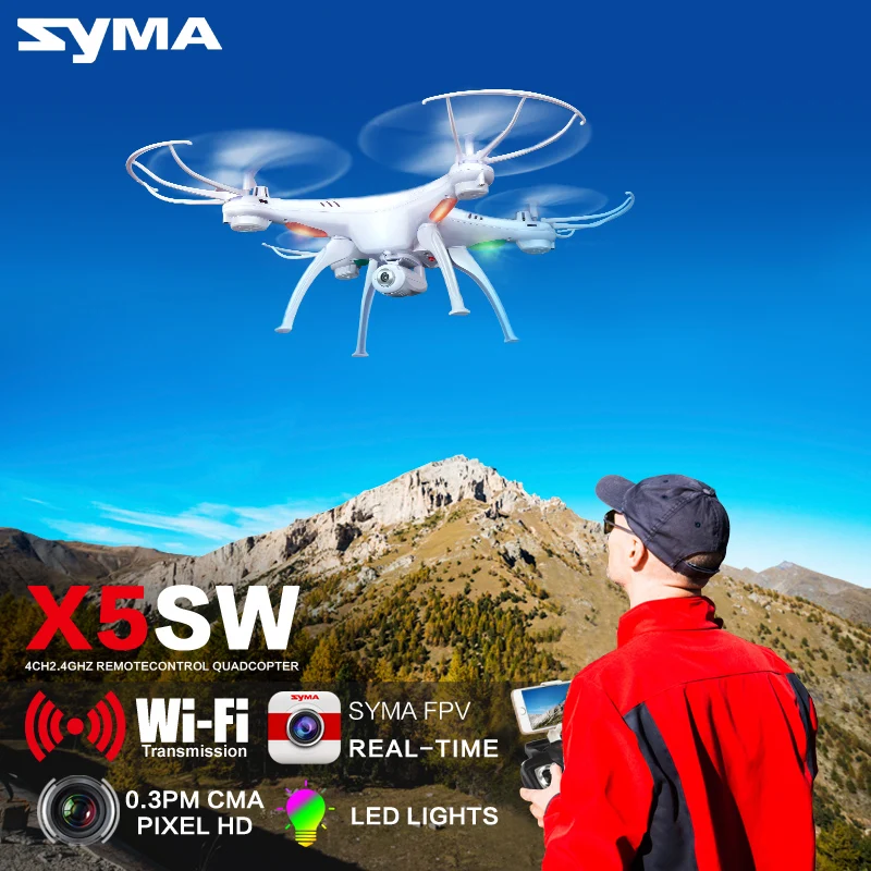 Syma X5SW Радиоуправляемый Дрон с камерой Wi Fi FPV трансмиссия квадрокоптера вертолет