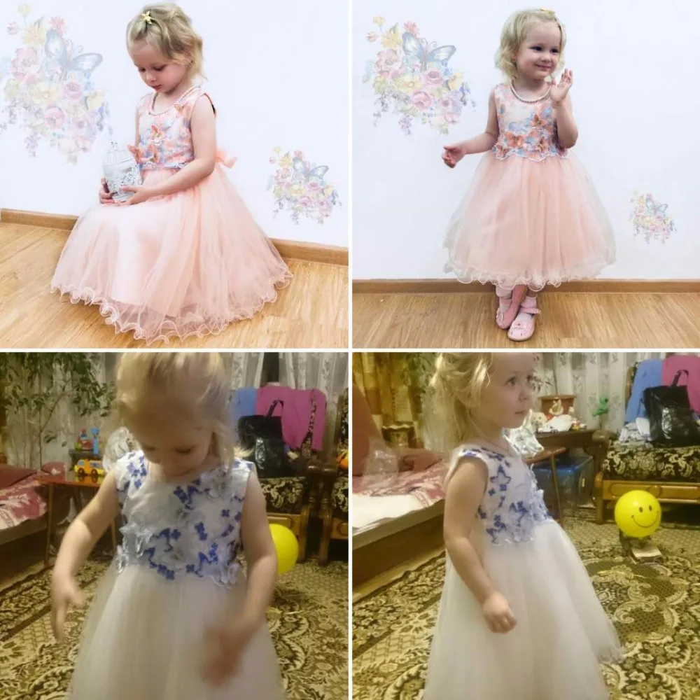 

Cielarko Girls Dress Kids Flower Dresses Butterfly Appliques Mesh Evening birthday Frocks Formal Dresses Baby Gowns for Girl