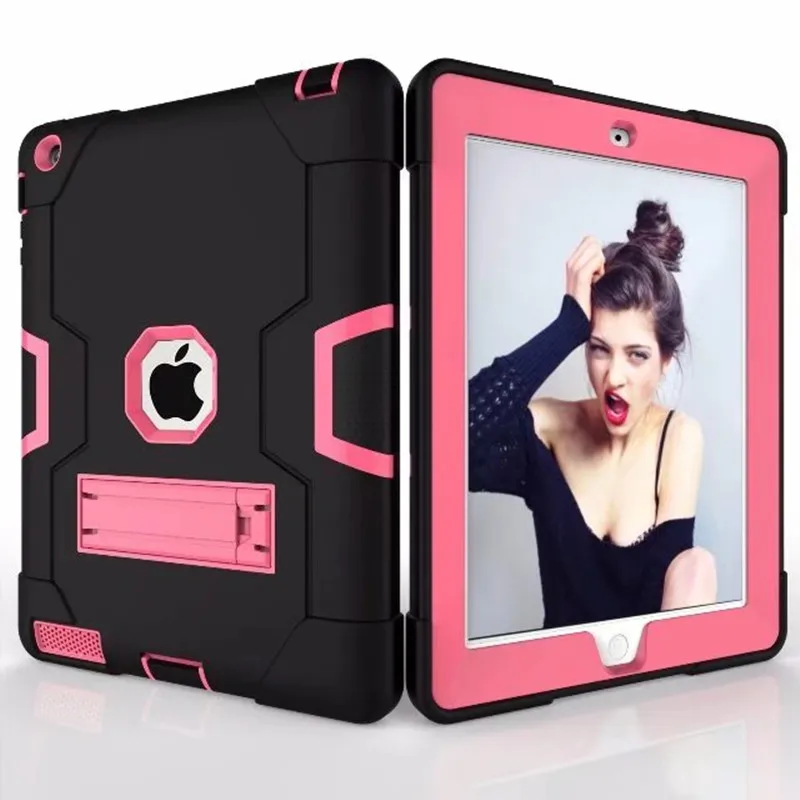 Black rose red Чехол-накладка для apple ipad Air 2, подставка для планшета, противоударный, сверхпрочный, защитный, кожаный, резиновый, Гибридный чехол для ipad 6 9,7, чехол для планшета - Цвет: Black rose red