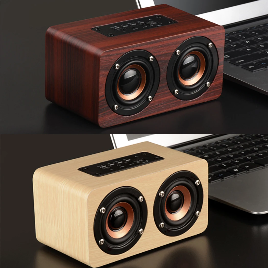 Bluetooth Беспроводной с Hands Free карты памяти AUX IN Динамик Ретро древесины HIFI 3D двойной