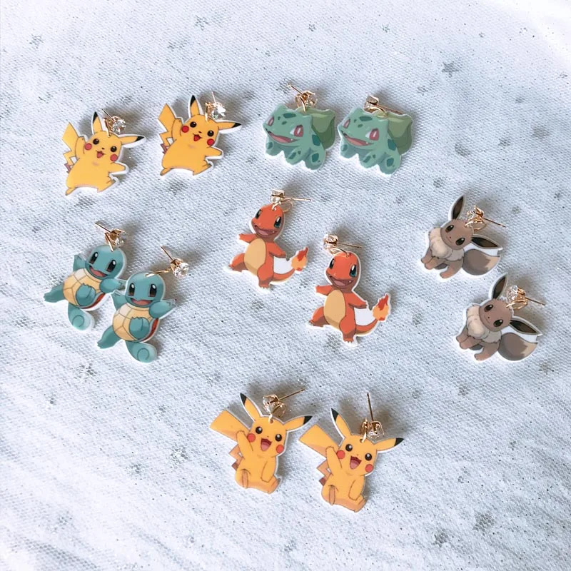 Женские серьги Pokemon Pikachu Charmander японские креативные акриловые висячие в