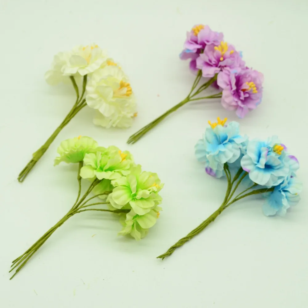6 шт. шелковые вишни stamen diy Рождественский венок Подарочная коробка искусственные