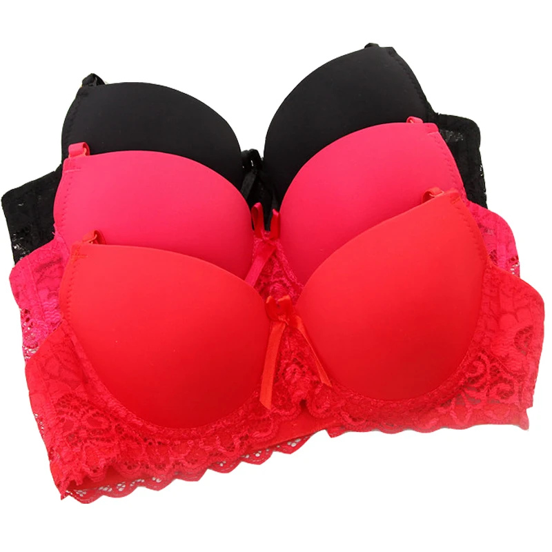 Привлекательный кружевной бюстгальтер пуш ап черного цвета для девушек