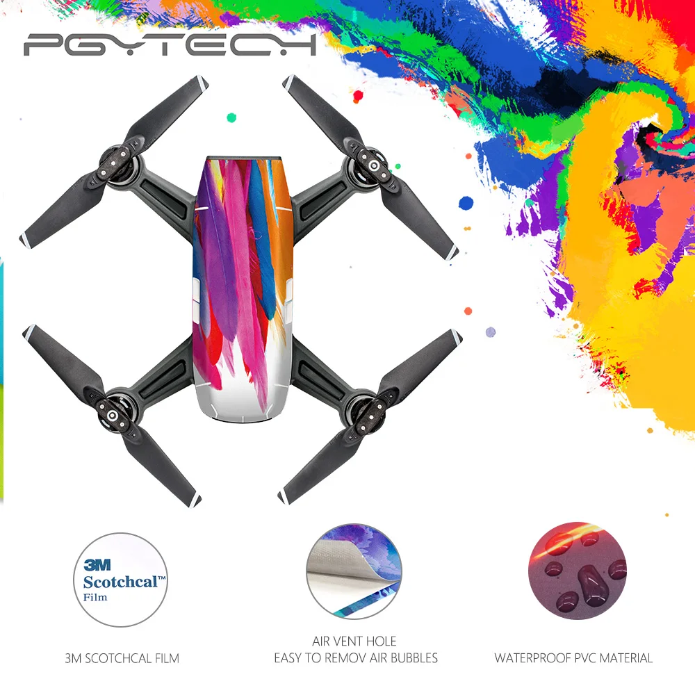 PGYTECH Новый наклейку кожи для DJI Spark серии Красочные и яркие 3 м scotchcal фильм
