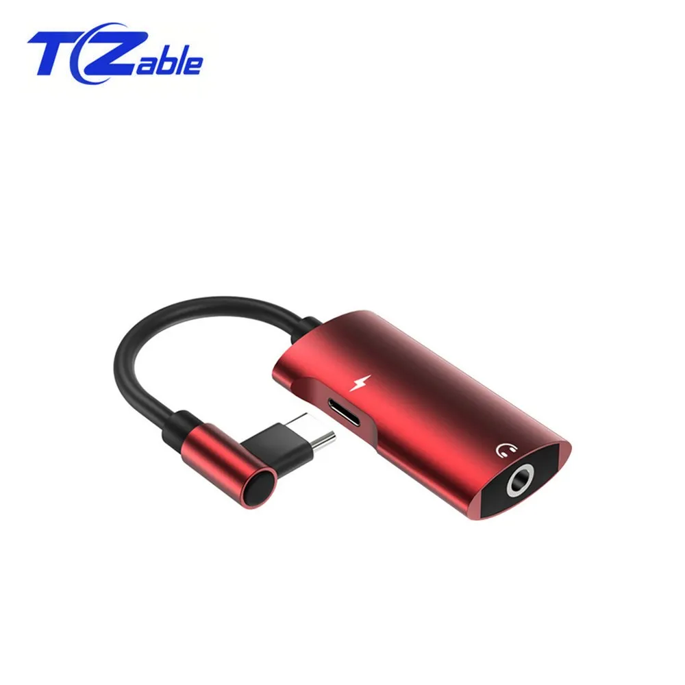 Red Usb type-C с двумя головками до 3,5 мм разъем для наушников типа C со штекером и разъемом для наушников type-C вспомогательный кабель адаптер для samsung для huawei конверсионная линия - Цвет: Red