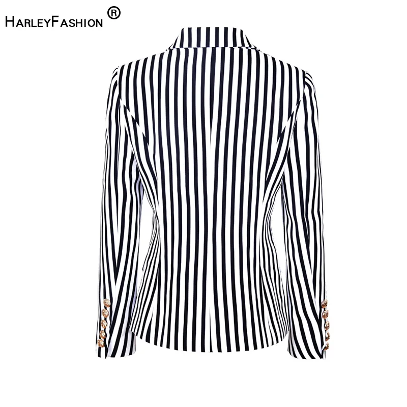 HarleyFashion Европейская и американская уличная одежда модный топ в полоску пиджак