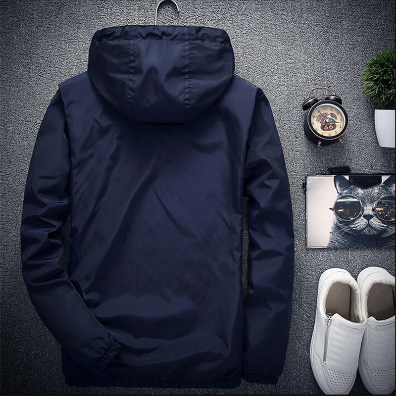 Новая весенне-осенняя куртка-бомбер размера плюс 6XL 7XL, мужская и женская повседневная однотонная ветровка на молнии, тонкое пальто с капюшоном, верхняя одежда, мужская куртка