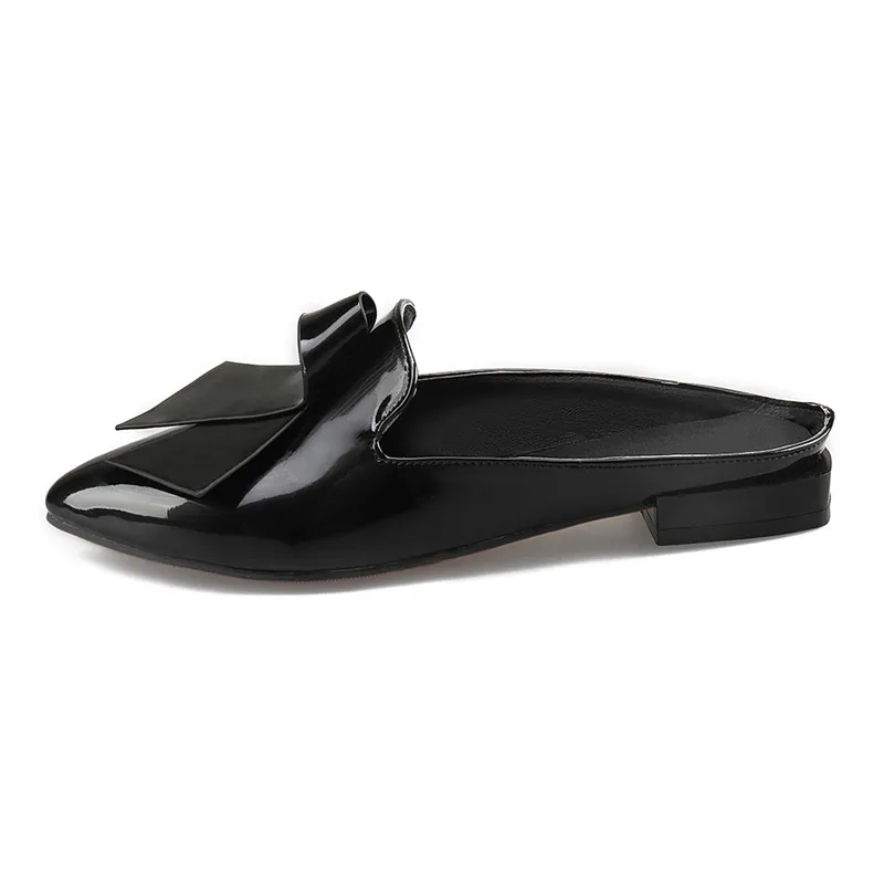 Odetina/2018 г. летние Для женщин бантом Slingback обувь на плоской подошве острый носок без
