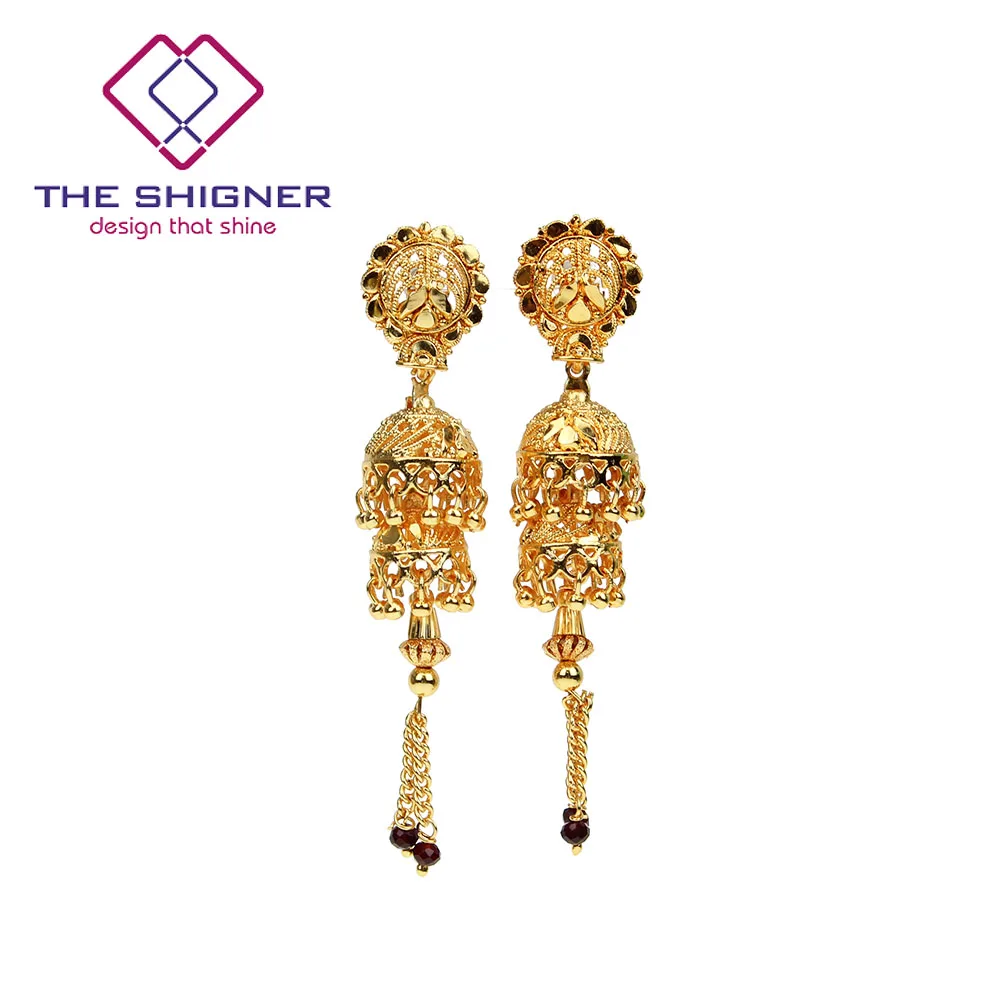 Этнические индийские Золотые Висячие сережки Jhumka Jhumki с кисточками в Дубае