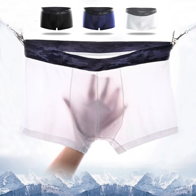 3 шт/лот Плюс Размер Ice Silk для мужчин нижнее белье боксеры дышащие мужские удобные