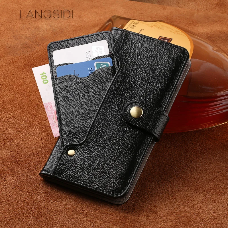 Langsidi случае formeizu Pro 7 ручной работы Пояса из натуральной кожи кошелек откидная