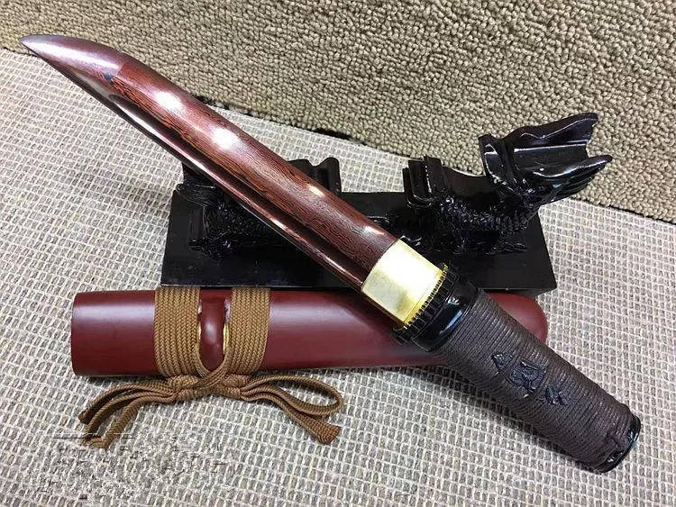 Китайский ручной Кованый нож короткий меч красный сложенный Дамасская сталь