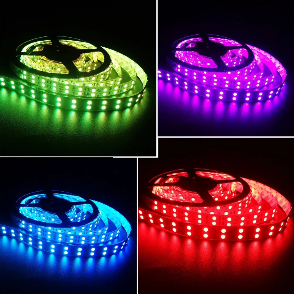 Двухрядные SMD5050 RGB Светодиодные ленты светильник 120 светодиодов/M DC12V гибкие