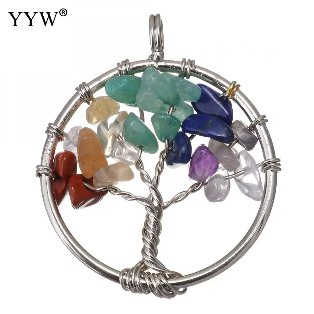 gemstone b Натуральный кристалл удачная подвеска с деревом жизни полудрагоценный камень сердолик женское ювелирное ожерелье модное ожерелье с подвеской подарок - Окраска металла: gemstone b