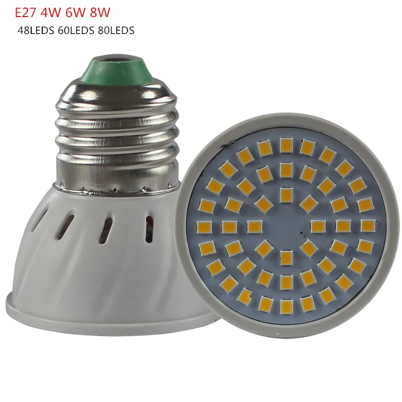 20 шт. MR16 GU10 smd2835 светодиодный фонарик E27 220 В 230 Открытый Прожекторы 4 Вт 6 8 48 60leds 80