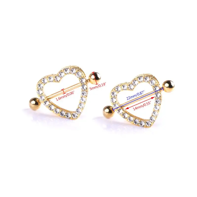 1 шт. пирсинг сосков двойной слой сексуальная Женская грудь в форме сердца со