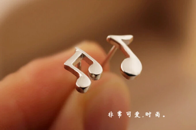 Творческий изысканный нот 925 серебро Серьги-гвоздики для Для женщин