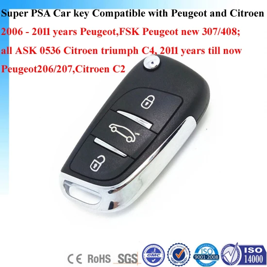 Супер PSA Автомобильный ключ совместим с peugeotandcitroen ключи 2006 2011 FSK Peugeo t 307/408 спросите