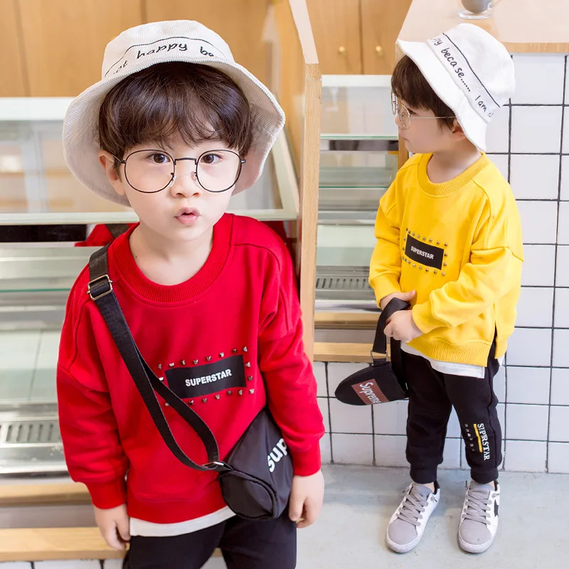 2018 Spring Autumn New Fashion Boys Long Sleeved Pullover Cotton Casual Shirts Trousers Clothings Suits Popular Tidal |