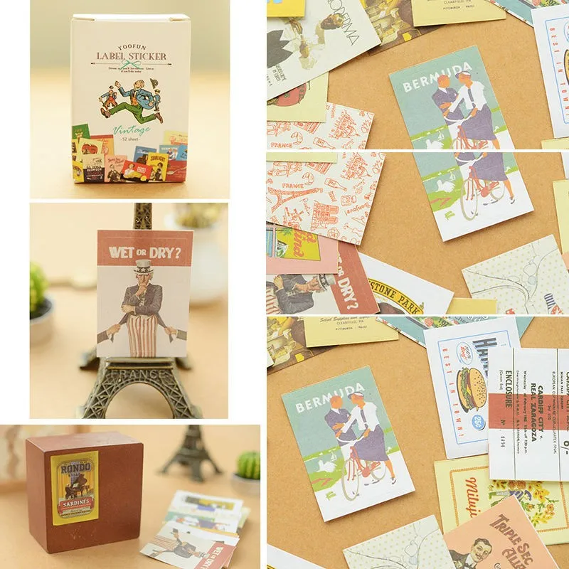 52 шт./кор. наклейки в стиле ретро с цветочным узором украшение для скрапбукинга