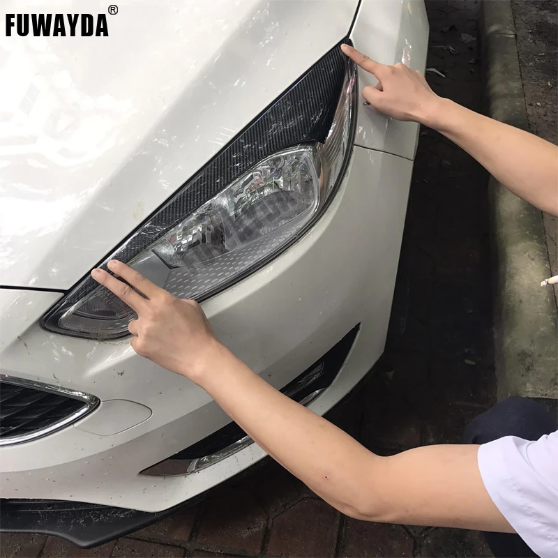 FUWAYDA Высокое качество реальные углеродного волокна украшения фары Брови Веки Обложка для FORD Focus хорошее качество