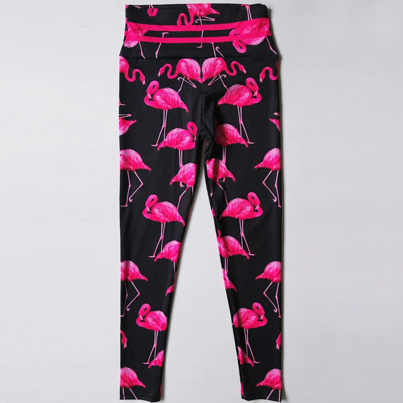 Женские готические брюки с принтом Фламинго JACALINTERO леггинсы высокой талией и пуш